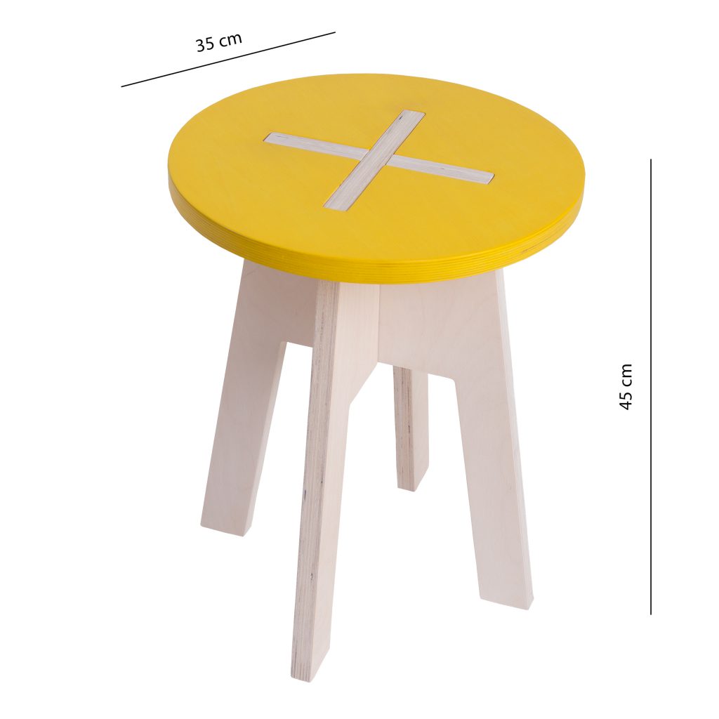 Ümmargune tool / taburet, kollane