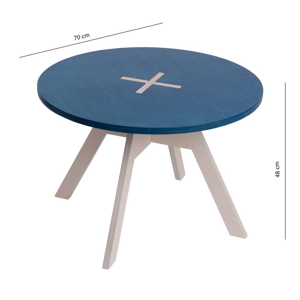 Small round table, blue