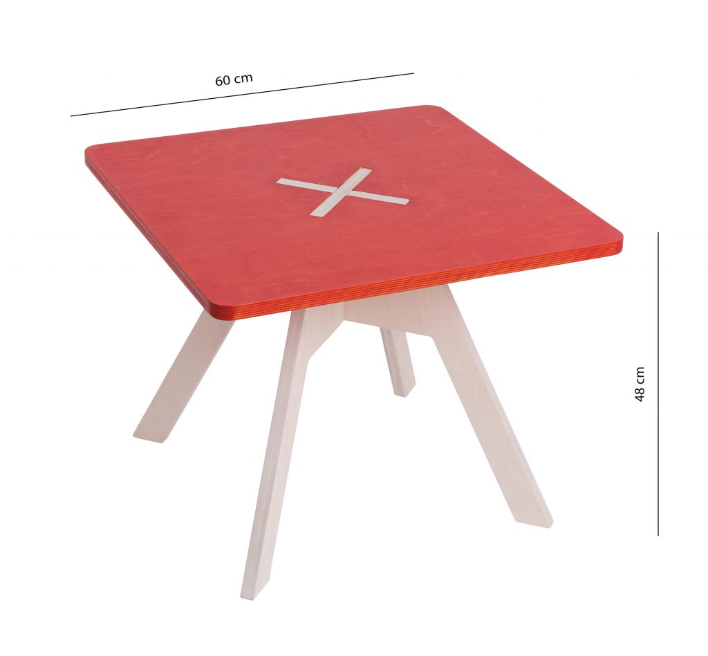 Small square table, red