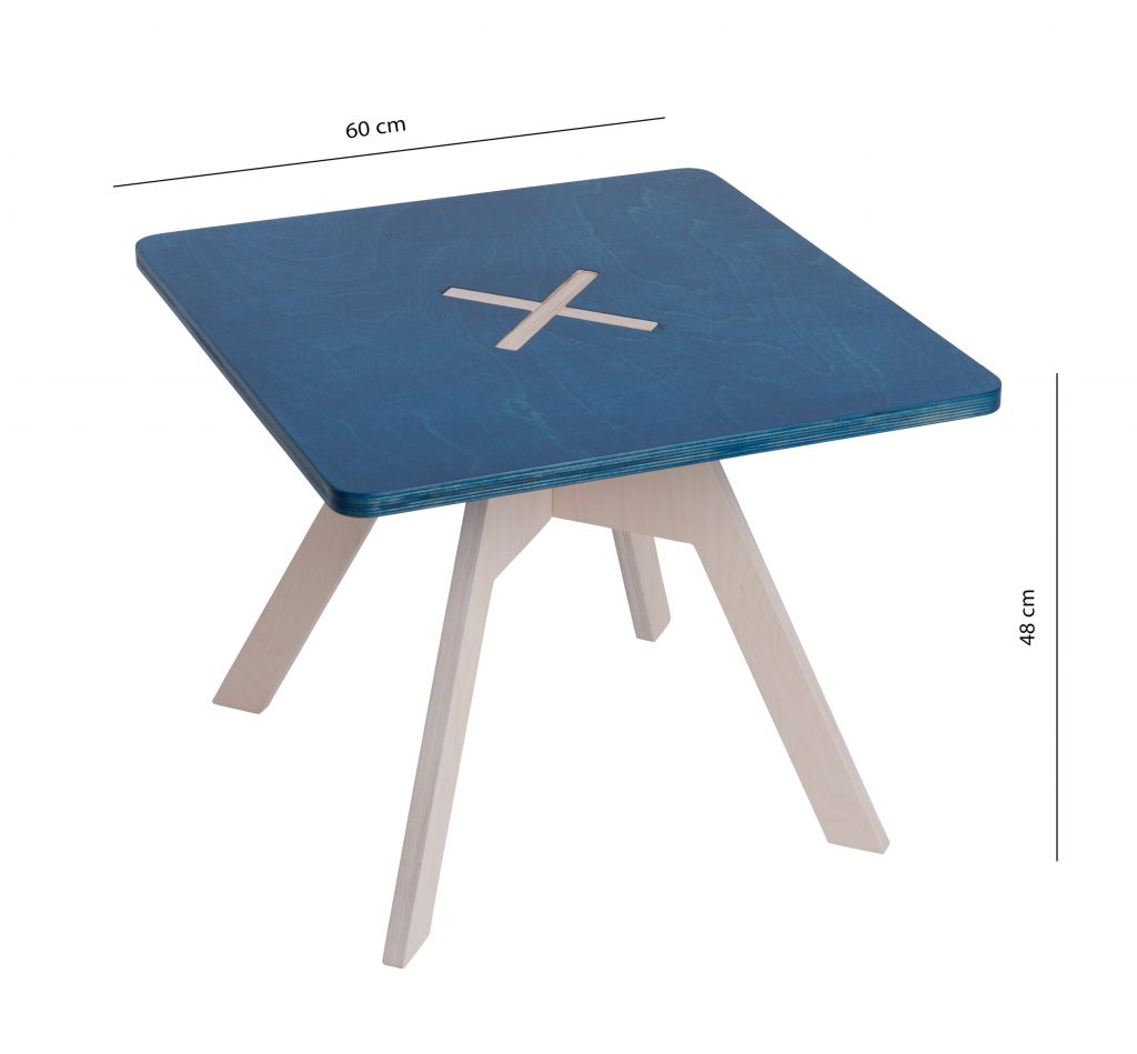 Small square table, blue