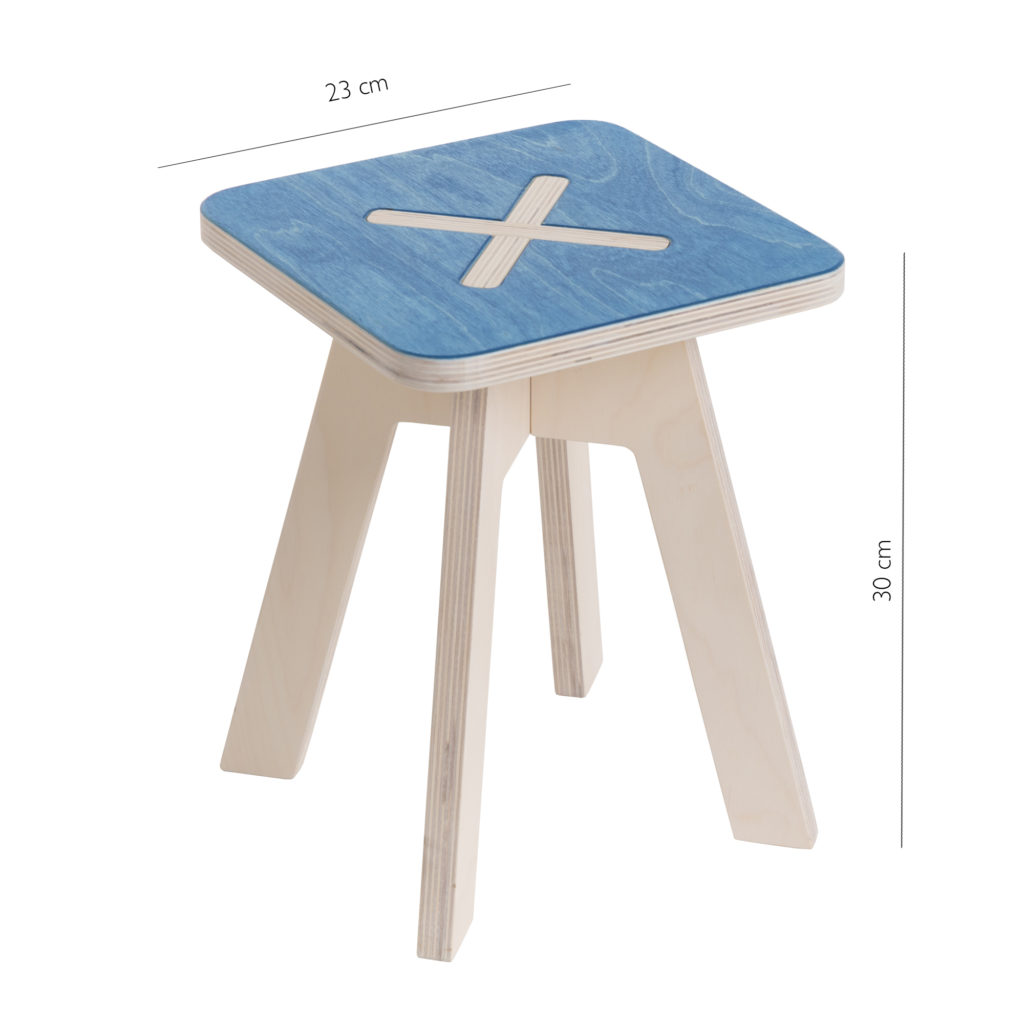 Leiunurk: Väike kandiline tool, sinine